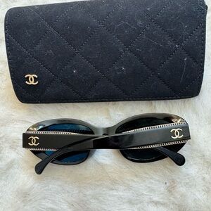 Black rounded Chanel sunglasses
